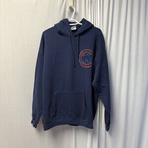 Chicago Cubs Majestic Navy Blue Hoodie Mens Size XL Sweatshirt Sports Casual